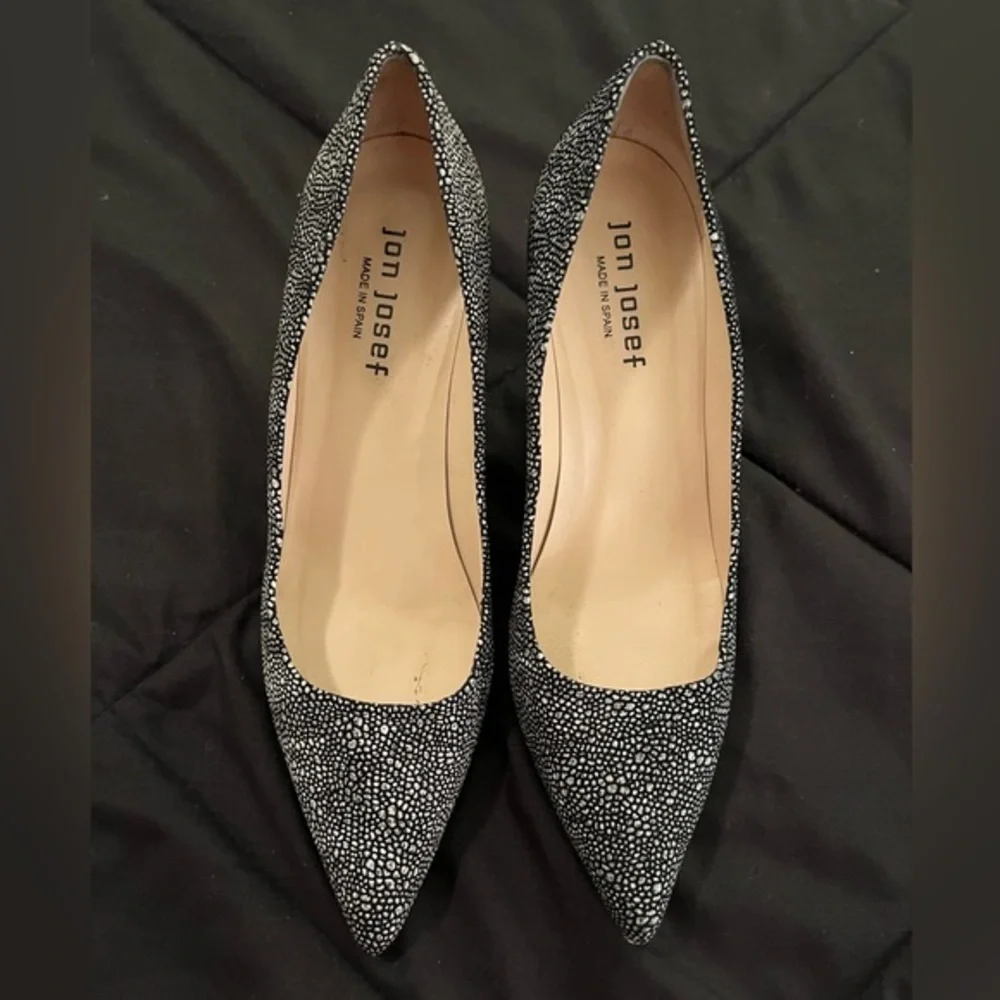 Jon Josef Black and White Polka Dot Heels size 7 - Picture 3 of 6